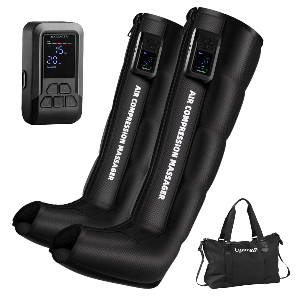 Lymneth leg massager cordless dual controllers for portable relief.