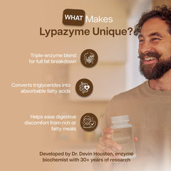Houston Enzymes Lypazyme small capsules provide easy daily digestion support