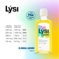 LYSI Littles lemon-tasting bottle in hands, kid-friendly flavor encourages routine.