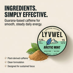 LyvWel non-sugar formula offering focused energy with no crash or jitters.