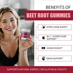 M inch Beet Root Gummies pour shot highlights easy daily serving.