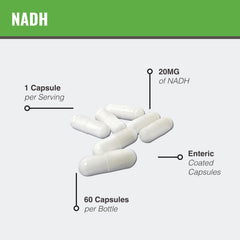 MAAC10 NADH enteric-coated capsule close-up suggesting absorption advantages