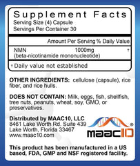 Close-up of MAAC10 NMN capsules highlighting purity and potency.
