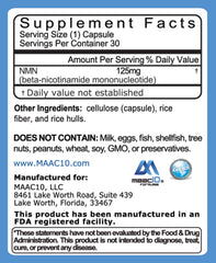 MAAC10 Trans-Resveratrol capsules image highlights potential sirtuin-related support.