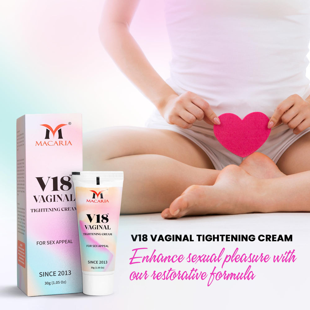 MACARIA V18 cream being spread to show smooth, hydrating texture.