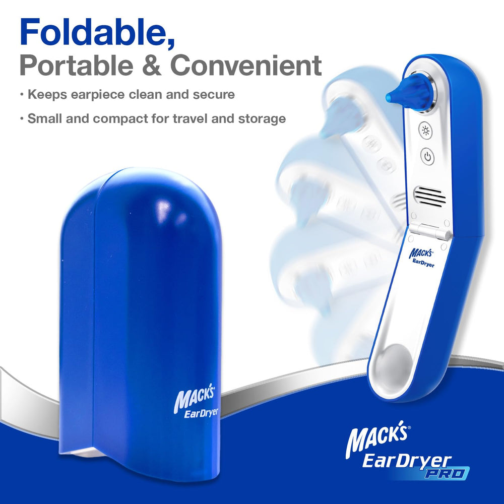 Mack's Ear Dryer PRO red light therapy enabled for skin comfort.