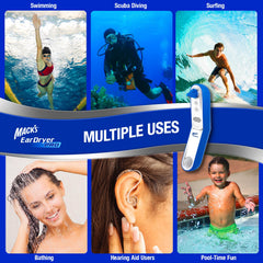 Mack's Ear Dryer PRO three power levels for customizable airflow.