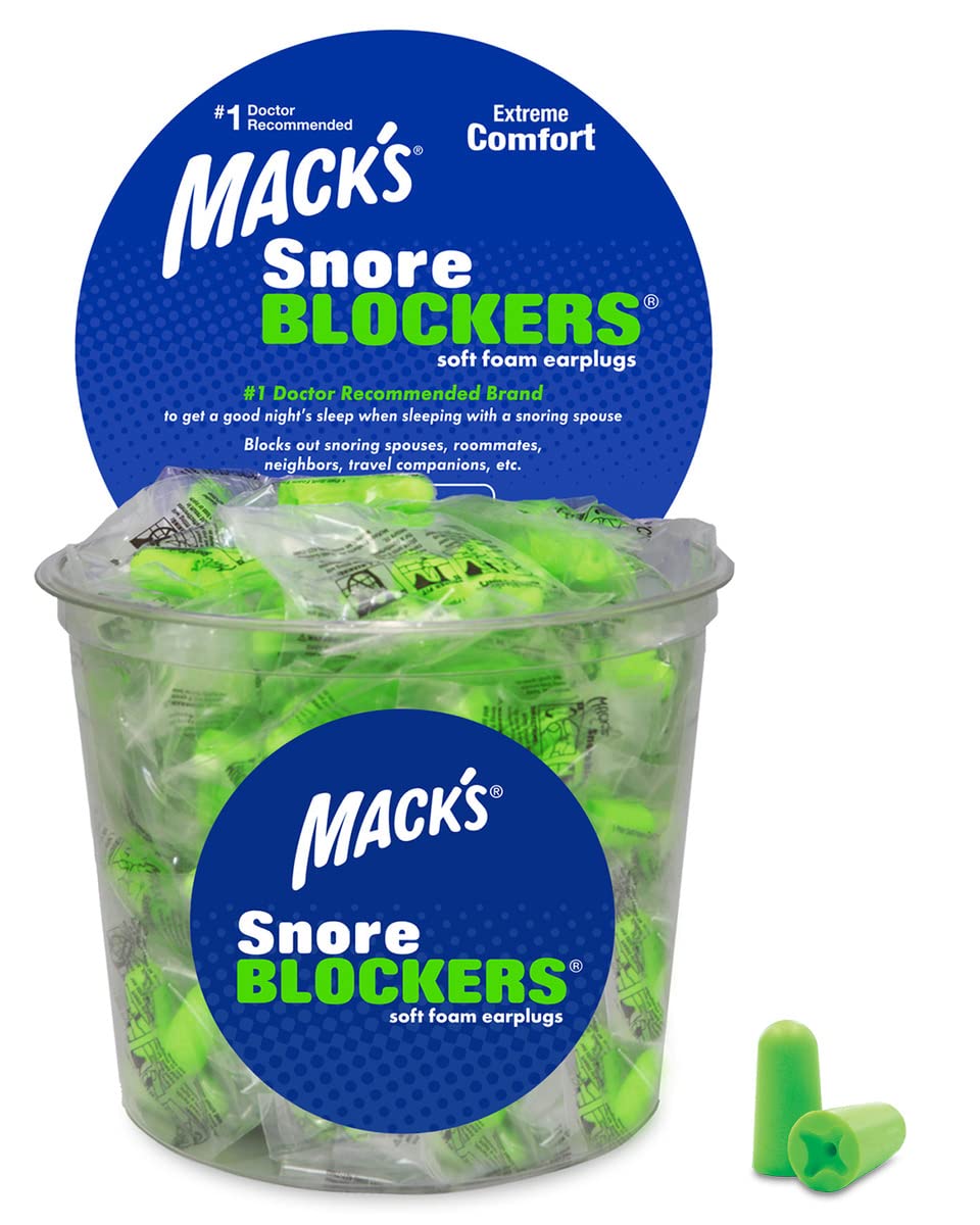 Mack's Snore Blockers earplugs in a 100-pair tub offer strong noise reduction for sleep.