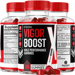 Macondo Vigor Boost X gummies 60-count bottle ready for use