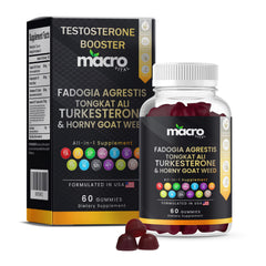 Macro Vital testosterone booster gummies bottle for easy daily support and on-the-go use.