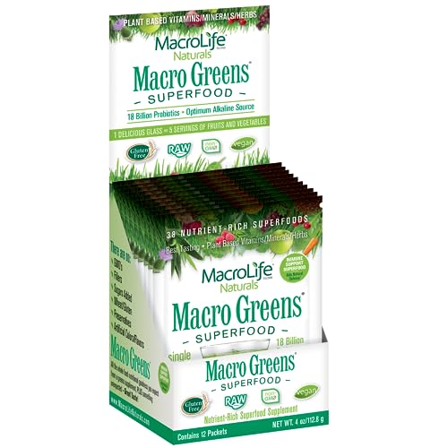 MacroLife Macro Greens scoop and bottle display convenient daily nutrition