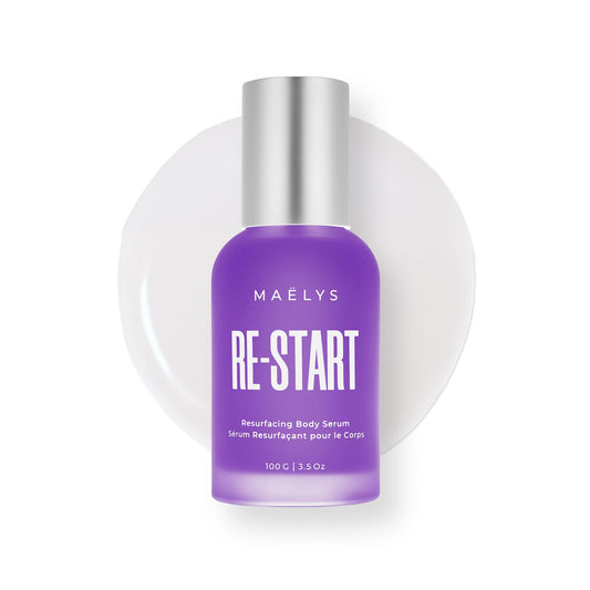 Maelys RE-START bottle close-up for smoother skin.