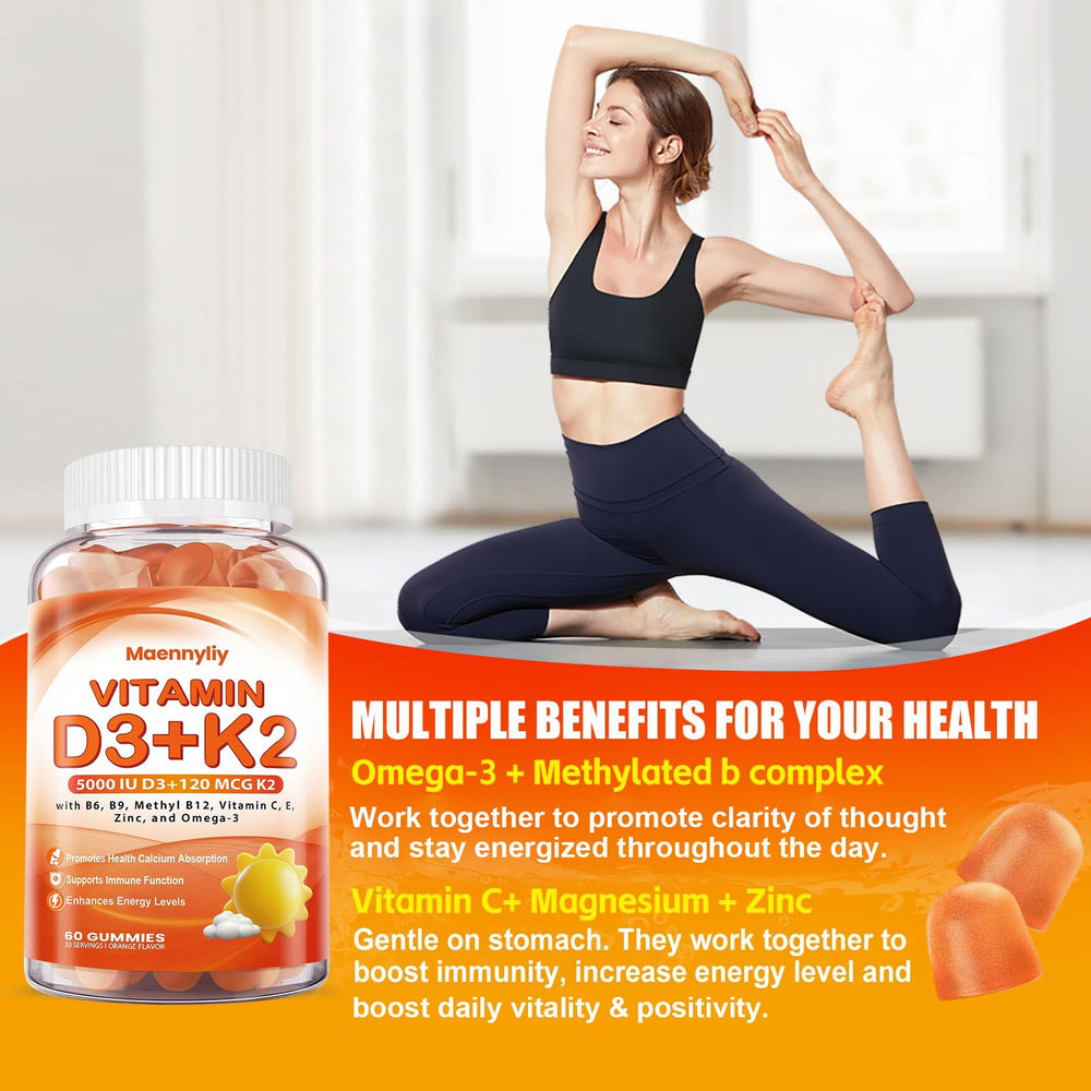 Maennyliy Vitamin D3 K2 Gummies omega-3 highlight for fat-soluble vitamin support.