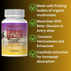 Mag Mushrooms Lion’s Mane gummies closeup highlighting texture and ingredients