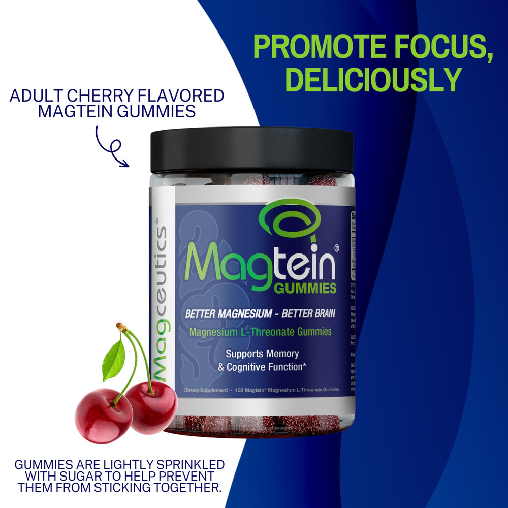 Label of Magceutics Magtein Gummies indicating kosher and gluten-free status