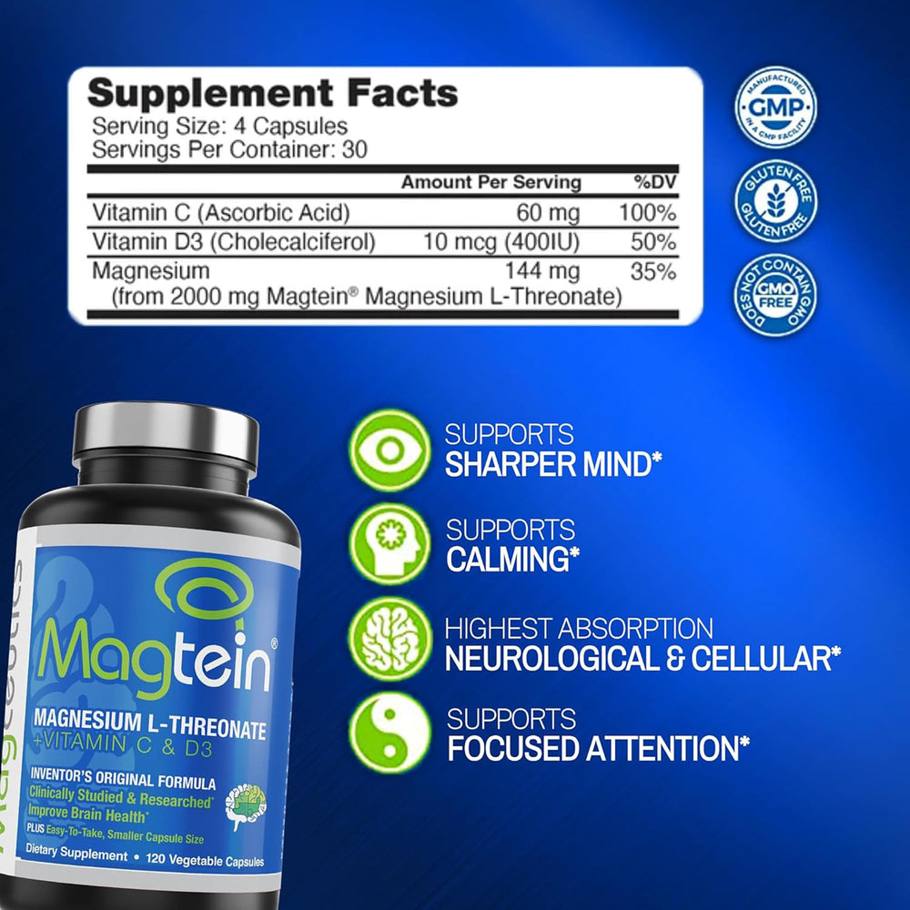 Magceutics Magtein packaging box emphasizes quality and packaging design.
