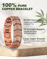 MagEnergy copper bracelet shows three magnet rows for comfortable daily wear.