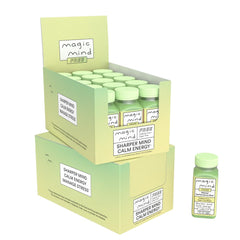 Magic Mind energy shot bottle for quick focus during busy mornings.
