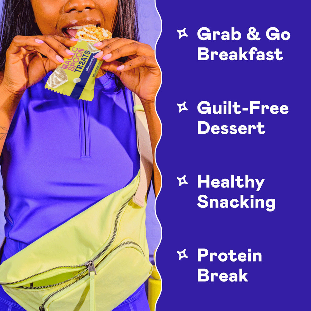 Magic Spoon Treats bars close-up emphasizes crunchy bite and marshmallow flavor