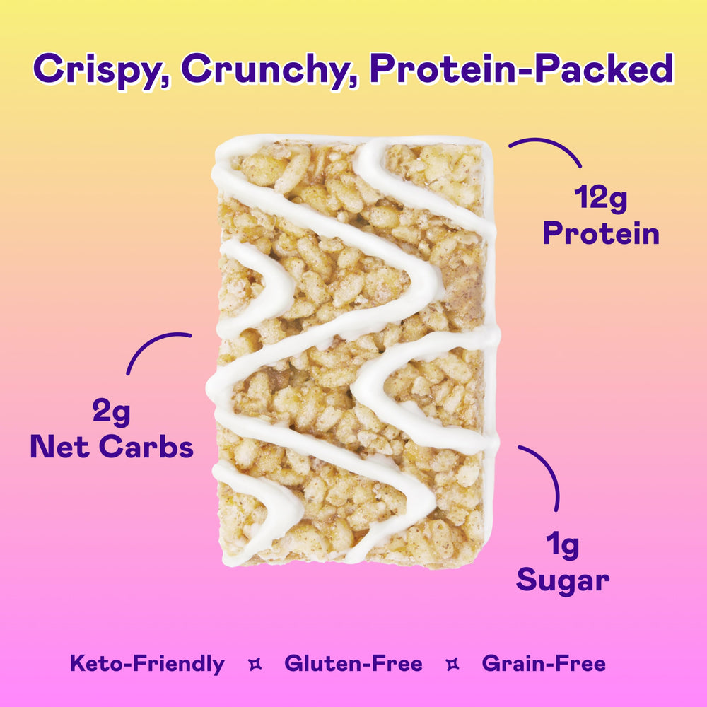 Magic Spoon Treats gluten-free bar label emphasizes low sugar and keto-friendly profile