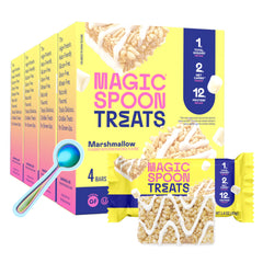 Magic Spoon Treats marshmallow bars packaging highlights gluten-free, high-protein snack