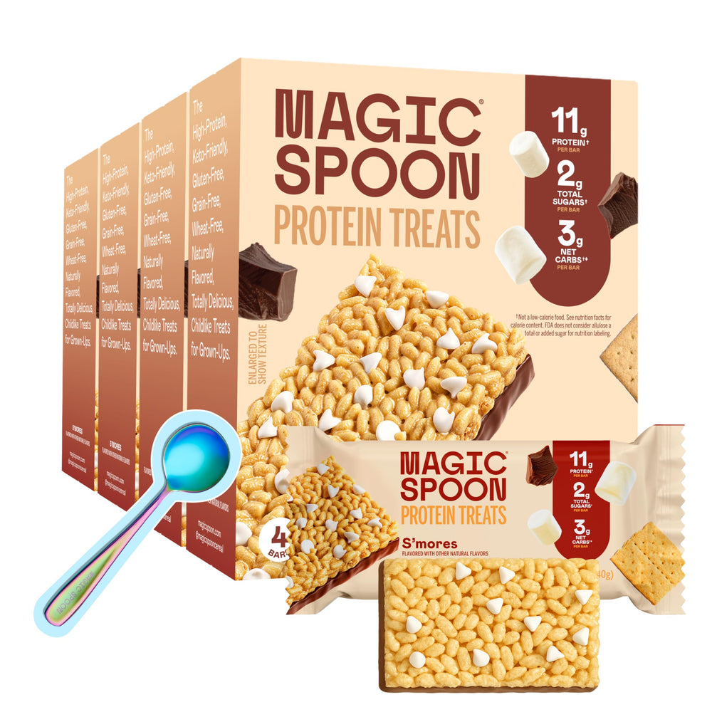 Magic Spoon Treats Smores bars box showing gluten-free, high-protein snack option.