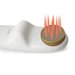 Magnetoe pain relief device side view highlighting compact form for travel sessions.