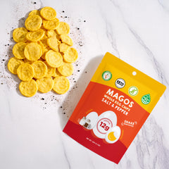 Magos Egg Chips long shelf life suitable for pantries.