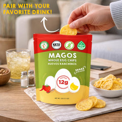 Magos Egg Chips on-the-go snack in gym bag.