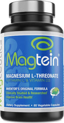 Magtein bottle front view highlighting brain health support for adults