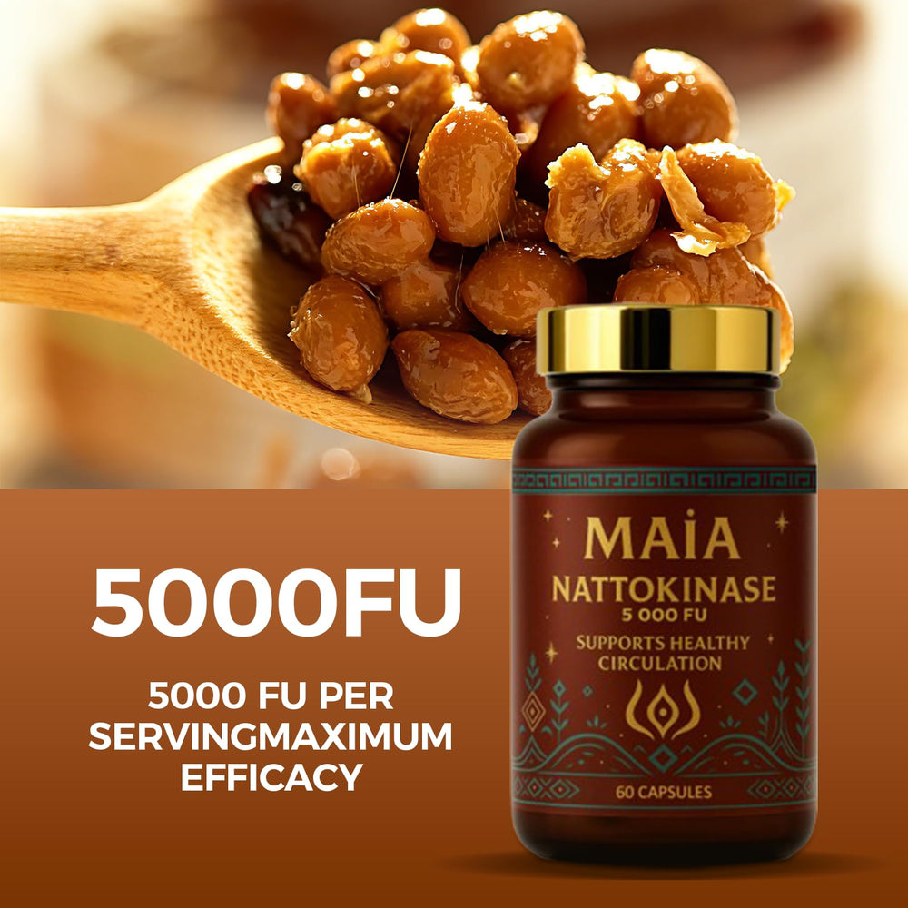 Maia Nattokinase label shows non-GMO and clean ingredients.