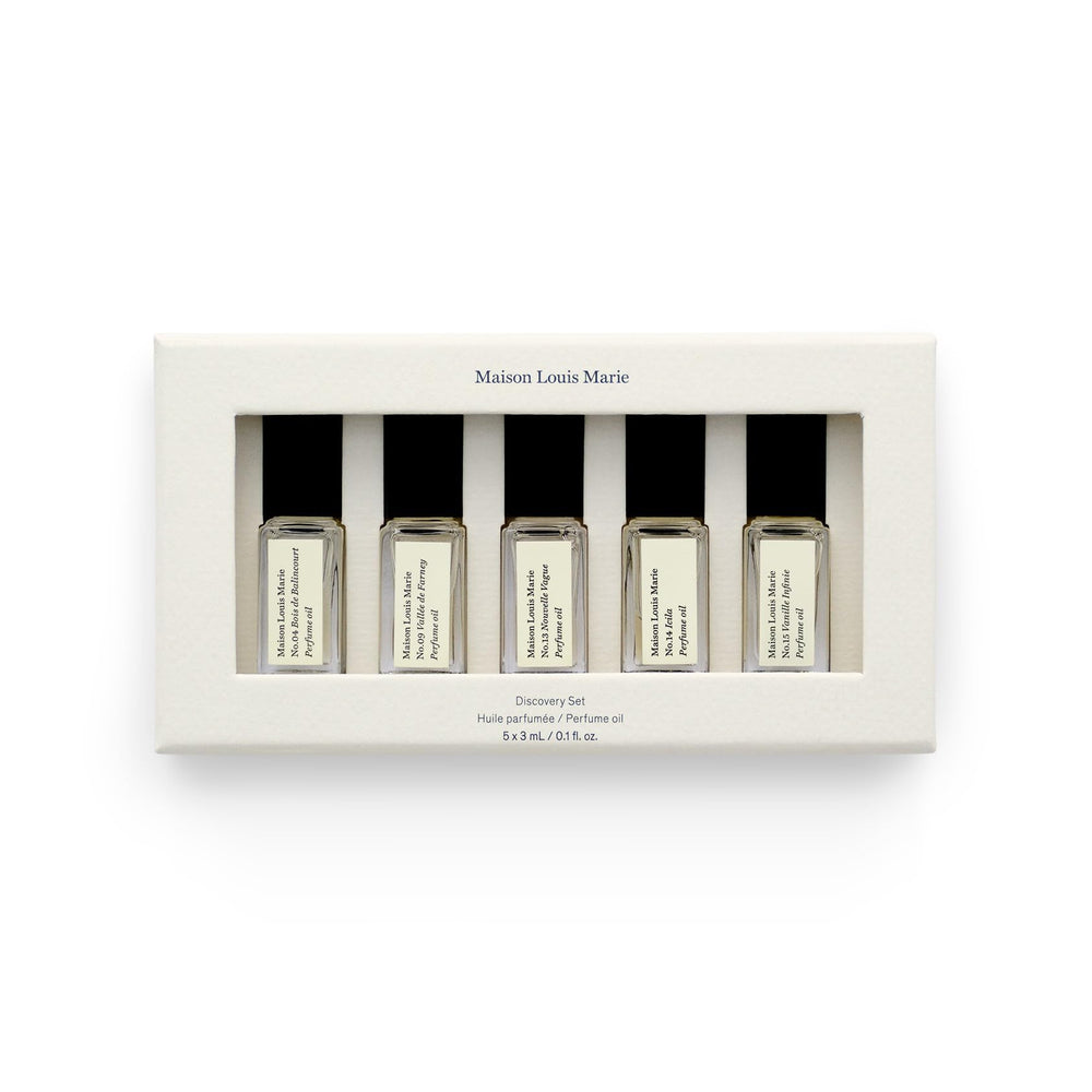Maison Louis Marie discovery set Bois de Balincourt bottle close-up for daily scent