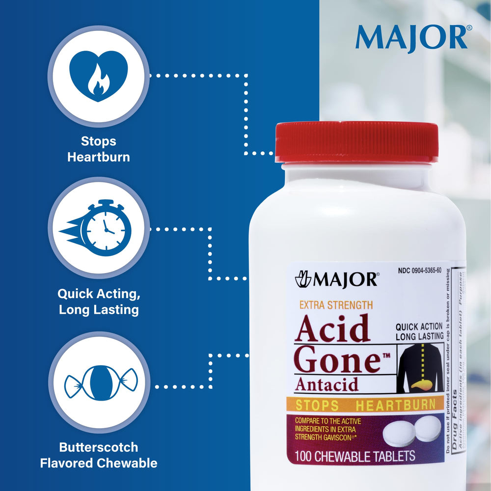 Six-pack display showcasing Major Acid Gone packaging.