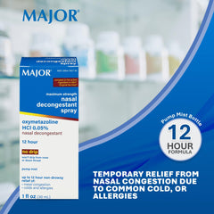 MAJOR oxymetazoline spray close-up showing temporary congestion relief