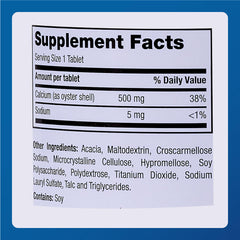 Major Oyster Shell Calcium bottle pouring tablets into a hand for easy daily use.