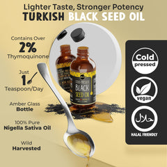 MAJU Black Seed Oil label emphasizes 100% Turkish origin and natural processing.