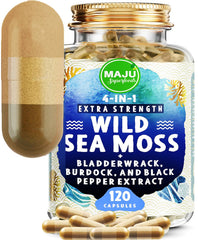 MAJU Wild Irish Sea Moss Capsules bottle front for daily wellness support