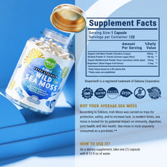 MAJU 120-count label emphasizes organic, wildcrafted source and quality