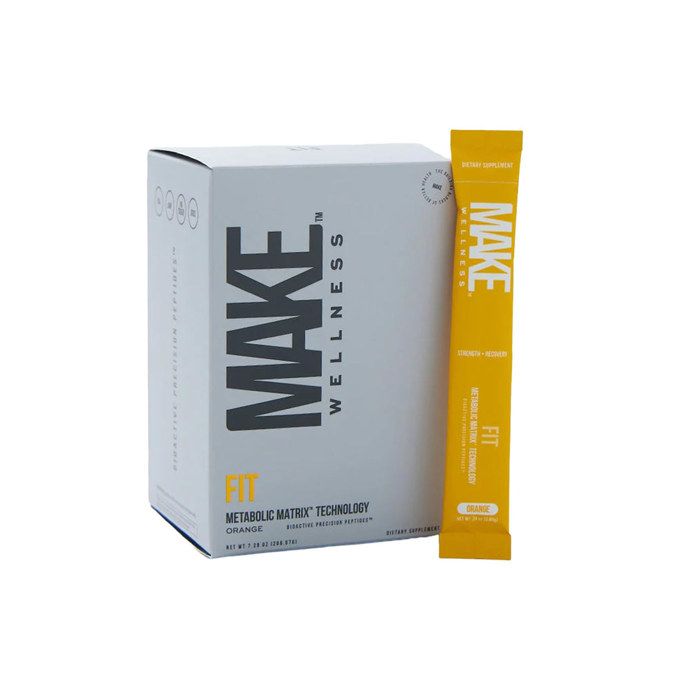 Make Wellness FIT Peptides bottle pour supports quick post-workout recovery.
