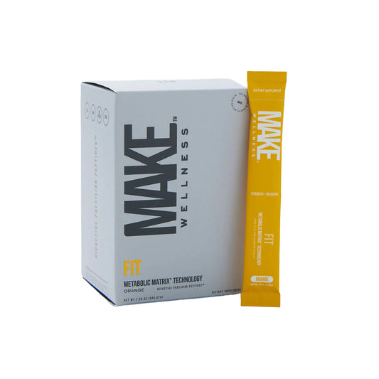 Make Wellness FIT Peptides bottle pour supports quick post-workout recovery.
