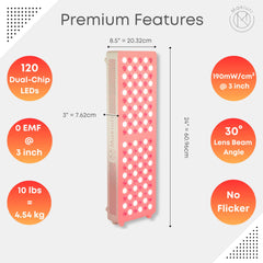 Makiuri Venus 120-LED panel side view showing compact home wellness setup