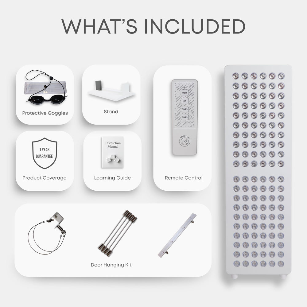 Makiuri Venus 120-LED panel therapy modes featuring red and near infrared options