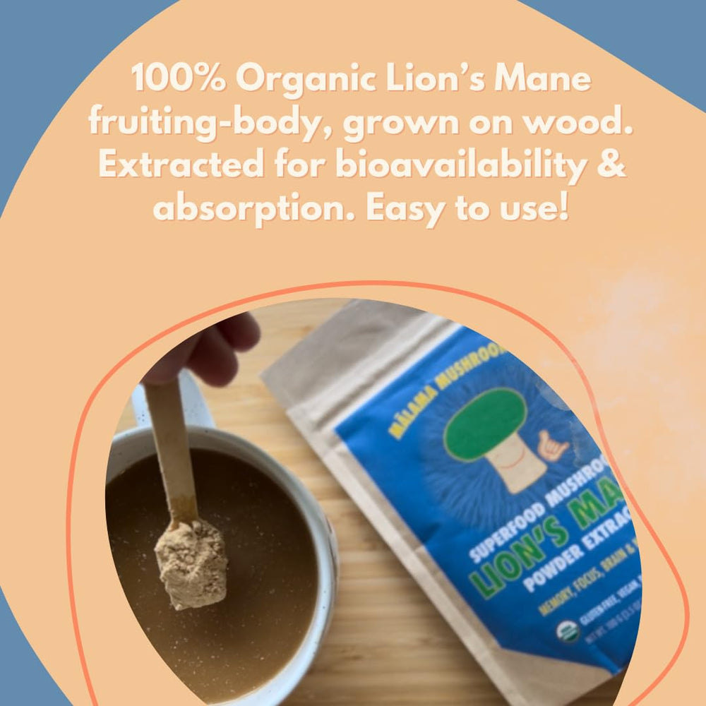 Malama Mushrooms Kona origin badge signaling Hawaii-sourced wellness