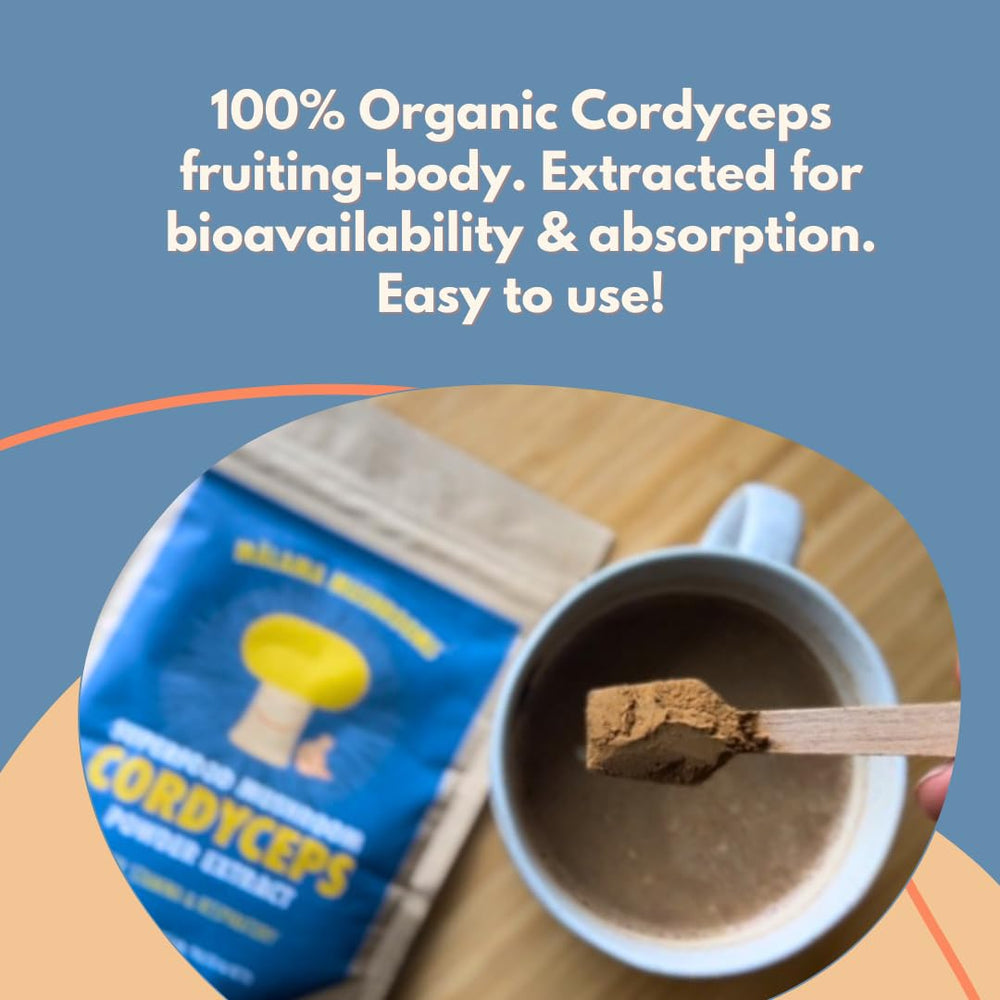 MALAMA MUSHROOMS Cordyceps powder added to smoothie bowl
