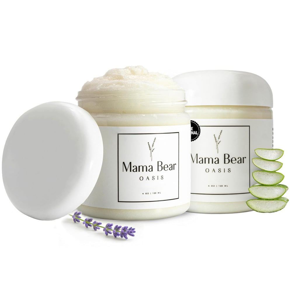 Mama Bear Oasis magnesium lotion bottle for soothing hands and feet after a long day