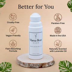 Mama Bear Oasis roll-on nerve support aloe vera gel swatch highlights hydration
