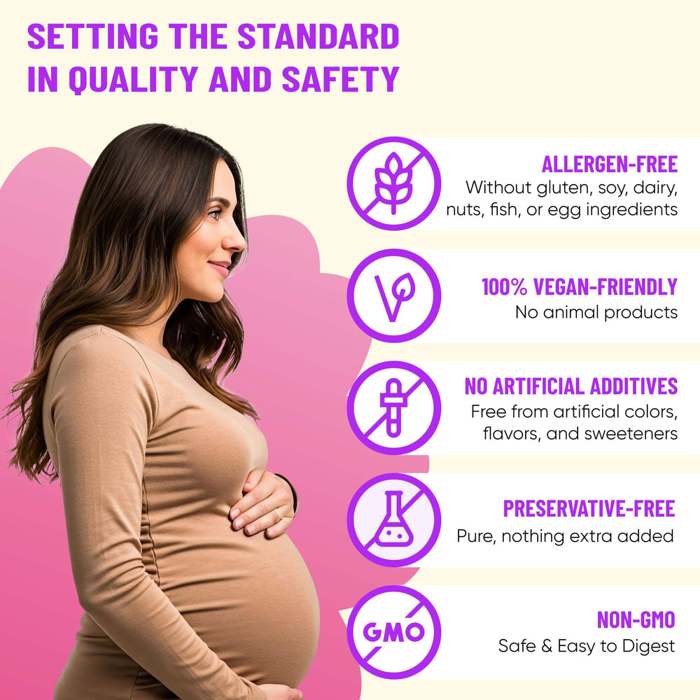 Mama's Select Prenatal daily-dose card highlights convenient 2-capsule daily routine.