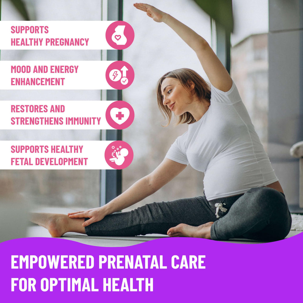 Label detail of Mama's Select Prenatal Vitamins emphasizing allergen-free, vegan formula.