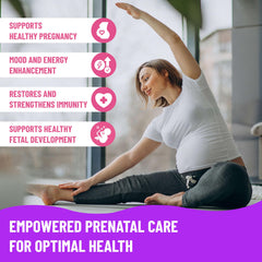 Label detail of Mama's Select Prenatal Vitamins emphasizing allergen-free, vegan formula.