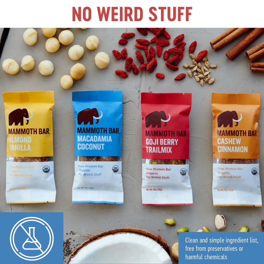 Mammoth Bar Paleo Gluten Free Egg Protein bar packaging close-up for clean nutrition.